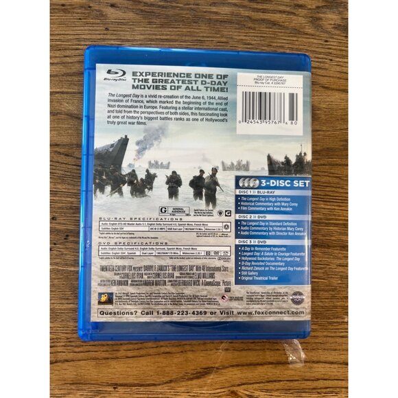 The Longest Day Blu-Ray + DVD 1962 War Film  John Wayne Robert Mitchum Pre-Owned - Picture 2 of 5